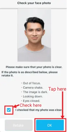 Check your face photo