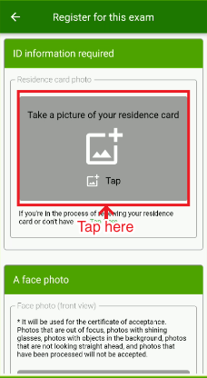 Take a photo of your ID card (residence card)