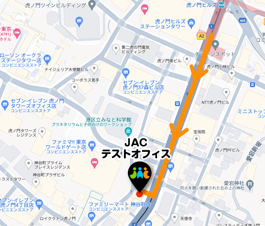 JACテストオフィス マップ